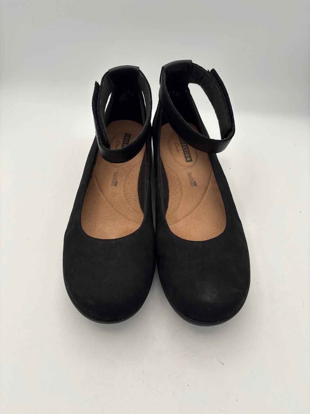 Women’s Clark’s Size 9 Black Suede Ballet Flats w/ Ankle Strap